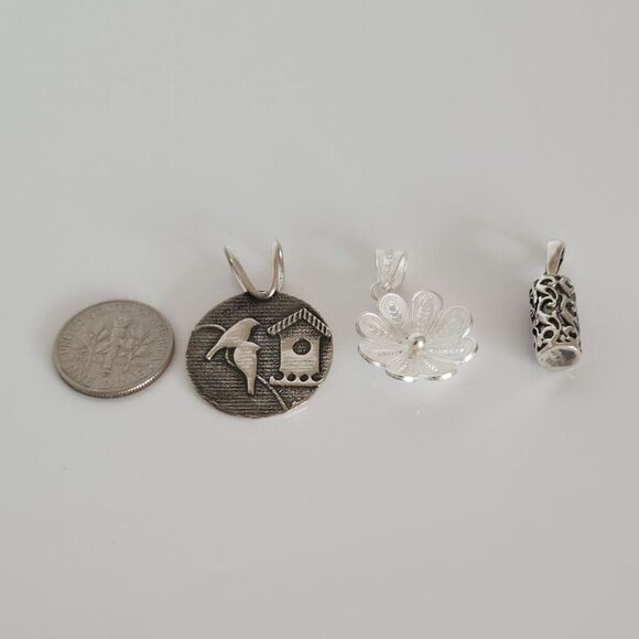 Sterling Silver Pendants SET of 3 and One Stainless Steel Chain - Picture 11 of 12